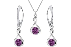 PANDA LUXURY JEWELLERY Schmuckset für Damen Unendlichkeit Ohrringe Silber 925 Hängend Kette Damen mit Anhänger Schmuck Set für Sie mit Kristallen Infinity Ohrringe Hängend und Halskette Mädchen Geschenk Handmade: ohrringe