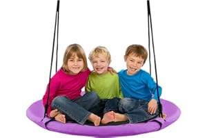 Maxmass Kids Nest Swing, Children Round Swing Seat, Adjustable Hanging Tree Swings for Kids and Adults, 150Kg Capacity (Purple)