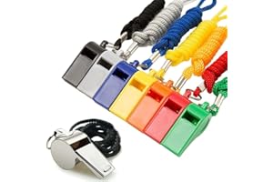 EBHO 8 Pezzi Fischietti in Plastica,Fischietto Arbitro Professionale,Fischietto con Cordino, Fischietto Arbitro,Suono Forte e Nitido, per Allenatori, Arbitri, Bagnini, Insegnanti