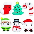 Large Christmas Mochi Squishy Toys Xmas Party Bag Fillers for Kids,6Pack Big Xmas Moochies Squishies Fidget Toy,Cute Kawaii Squeeze Moji Toy for Christmas Party Favors Treat Bags Stocking Filler Gifts