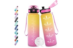 HoneyHolly Gourde Sport, 500ml Étanche & Réutilisable, Gourde Enfant, Motivation avec Filtre Gourde, Bouteille, Bouteille d'eau, pour Gym, enfant, École, Bureau, Yoga