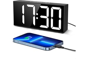 Netzu Digitaler Wecker Laut für Tiefschläfer, Wecker Digital mit Großes 7.4" Display, 2 Alarme, 5 Helligkeitsstufen, Schlummerfunktion, USB-Ladeanschluss, Lauter Wecker für Schlafzimmer Nachttisch