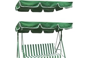 CREATCABIN Cubierta de Repuesto para Columpio de Patio Exterior de 3 Plaza Cubierta Superior de Tela Oxford 210D Impermeable con Protección UV para Hamaca de Jardín Cubierta Color Verde 164x114x15cm