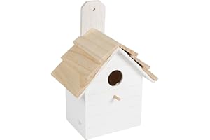 URBNLIVING Nichoir traditionnel en bois pour oiseaux sauvages - 3 couleurs (Blanc)