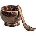 Thenga Coconut Shell Artisan Soup Bowl & Soup Spoon, 350 Ml, Pack Of 1 Bowl & 1 Spoon (Sets Of 1) - Brown