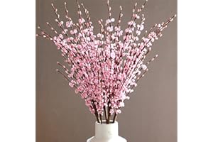 OUKEYI 12 fiori artificiali a stelo lungo 69,5 cm, fiori di gelsomino finti bouquet di fiori per hotel, casa, ufficio, cucina, camera da letto, matrimoni, decorazioni fai da te (rosa)