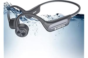 Voistek Swimming Headphones, Bone Conduction Waterproof Headphones [Built-in 32GB Memory] Wireless Bluetooth Sport Headsets Open Ear Earphone for Swimming, Running, Cycling (Gray)