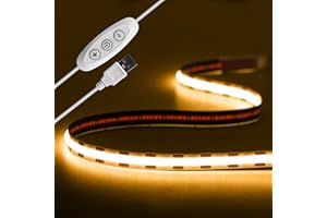 Tayire 5V COB Luz de Fondo de TV 2m, USB Tira de LED 960LEDs Regulable 3000K Tira LED CRI90+ Súper Brillante LED Tira Llevada Flexible para Fondos de TV Luz Fiesta DIY Cocina