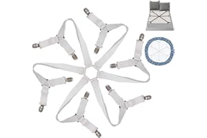 MHwan Bettlakenspanner Verstellbar, Bettlaken Spanner mit 6 Seiten und 12 starken Metallklammern, der die Bettlakenklemmen nicht beschädigt und für runde und eckige Matratzen aller Größen geeignet ist