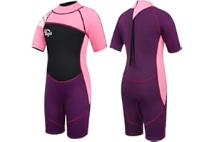 Yikayin Krótki kombinezon neoprenowy dla dzieci, 2,5 mm, neoprenowy, dla chłopców i dziewczynek, termiczny kombinezon kąpielowy UV, zamek błyskawiczny na plecach, do pływania, nurkowania, surfowania,