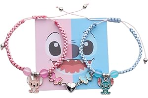 Vipomkowa Ensemble de Bracelet de Couples Magnétiques, Bracelet Couple Mignon de Dessin Animé, 2 Pièces Personnalisé Bracelet en Tressé, Soeur Bracelets Famille Bracelets Cadeau De La Saint Valentin