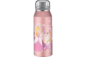 alfi Kids ISO Bottle 350 ml, Fairytale Princess, cantimplora Infantil de Acero Inoxidable, estanca con tapón de Rosca, Mantiene el Calor 12 Horas y el frío 24 Horas, para Bebidas con Gas, sin Huellas