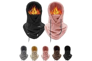 JYNKID Sherpa Hood Ski Mask, Fleece Balaclava Hood Scarf for Women & Men Cold Weather, Adjustable Windproof Winter Mask Warm Mask Cover Hat Cap, Thermal Scarf Hat for Skiing Riding Cycling