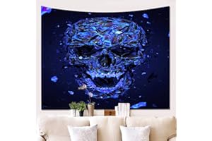 HOTNIU 3D Tête de Mort Impression Tapisserie Tenture Murale - Décor d'halloween Tête de Mort 3D Art Tapisserie - Tenture Murale Home Decor pour Salon Chambre dortoir (Pattern #21, 150 * 100cm)