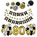 Produktbild Yoart Geburtstag Dekorationen 80., Geburtstag Party Supplies Sets Happy Banner Bunting, 9pcs Seidenpapier Pom Poms Hängende Swirl Decor 30pcs Latex Party Ballons in Schwarz Gold Silber