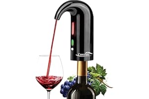 Cosyall Elektrischer Wein Dekanter, Elektrischer Weinbelüfter, Ein-Knopf automatischer Weinspender Schnelle Sauerstoffanreicherung von Rotwein, weinerkantmacher Zum Familienfeier Geschenk (Schwarz)