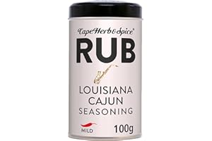 Cape Herb & Spice Rub Louisiana Cajun Seasoning Condiment, Chilli Rating Mild, 100 g Tin (Pack of 1)