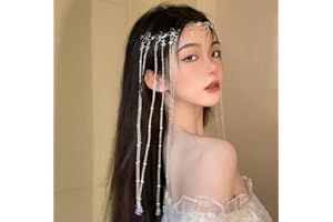 BSLVWG Ethnische Stil Stirnband Kopfkette mit Perlen, Feenhaar Stirn Kette Kristall Stirnband Gesicht Vorhang Haar Zubehör für Frauen und Mädchen (01)