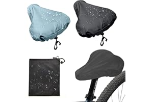 PFLYPF 2 Fundas Impermeables para Asientos de Bicicleta, 2 Bolsas de Almacenamiento Impermeables, protección Solar para sillines de Bicicleta, Funda Antipolvo para Cojines de Bicicleta (Azul Cielo, Negro)