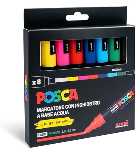 Pennarelli Acrilici Campus - Punta 2mm, Base Acqua, Asciugatura Rapida, Colore Rosso - Foto 8