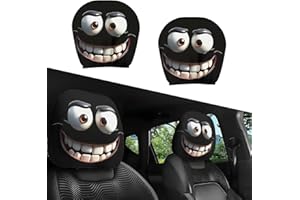 YGYZKJSD Car Headrest Covers - 2 Pack Funny Spoof Car Seat Headgear, Cute Cartoon Eyes CarSeat Headgear, Universal Fit CarSeat Head Rest Cover for Halloween AutoSeat Rest Decoration, Washable & Elastic