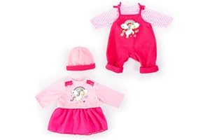 Bayer Design- Ropa para muñecas de 33 a 38 cm, pantalón con peto, top, gorra y vestido, conjunto, traje con unicornio, Color rosa (83819AA) , color/modelo surtido