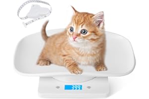 GOLDMEET Digitale Haustierwaage, kleine Tierwaage, Futterwaage, Gramm und Unzen, 15 kg, Gemüse, Obst, Küche, elektronische Gewichtswaage mit Maßband, für Kätzchen/Welpen/Hamster/kleine Vögel/Kaninchen