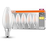 Osram Lampadine LED Candela, 4W Equivalenti 40W, Attacco E14, Luce Calda 2700K, Confezione da 5