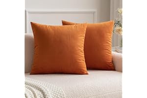 MIULEE 2er Set Samt Soft Solid Dekorative Quadrat Wurf Kissenbezüge Set Kissen Fall für Sofa Schlafzimmer Orange 16x16 Zoll 40x40 cm