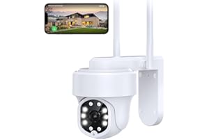 NETVUE 360° Security Camera Outdoor, CCTV Camera with Clear Color Night Vision, PIR Motion Sensor, Spotlight Alarm Outdoor Camera, 2-Way Audio, Compatible with Alexa, WiFi Outdoor Security Camera