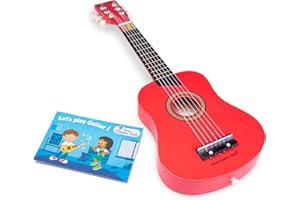 New Classic Toys Instrumento Musical de Juguetes clásicos para Principiantes Guitarra de Lujo con Libro de música - Rojo