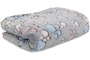 ‎BOUTIQUE ZOO BOUTIQUE ZOO Hundedecke Katzendecke | Fleecedecke für Hunde und Katzen | Kuscheldecke für Haustiere | Decke für Kleine Mittlere Hunde Katzen | Farbe: Grau Pfoten | Große: 100 x 150 cm