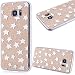 Produktbild GrandEver Samsung Galaxy S7 Edge Weiche Silikon Bumper und Hardcase Hart Backcover Transparent Handyhülle mit Muster Crystal Schlank TPU HandyTasche Flexible Ultra Slim Fit Foilo Kunstleder Schutzhülle Zurück Soft Skin Telefonkasten Protective Gummi Dünn Abdeckung Case - Gold Stern