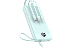 VEEKTOMX Power Bank z Wbudowanymi Kablami 20000mAh Powerbank USB C 2.4A Fast Charge Przenośna ładowarka z 5 wyjściami Zewnętrzna akumulator Kompatybilna iPhone 14pro/Samsung/Xiaomi/Ogrzewane Kamizelki