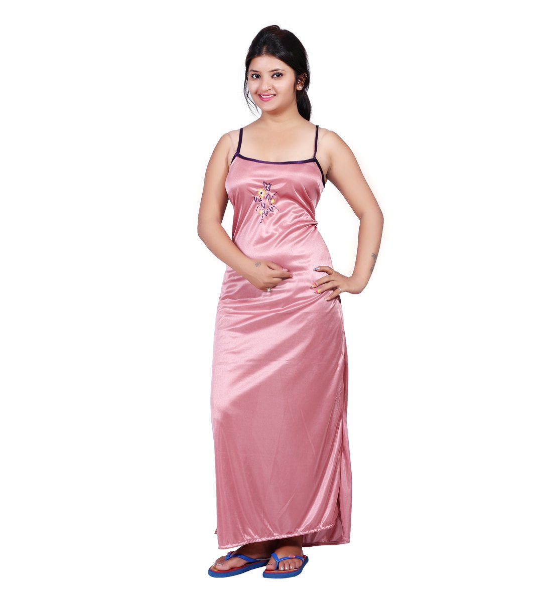 TRUNDZ Women's Satin Solid Maxi Nighty (535_purple u0026 pink_Free Size) -  YeLeJao Discount offers and Shopping Deals