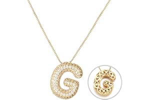 RWQIAN Bubble Initial Letter Chain Argento/Oro Delle Donne Balloon Sparkling Zirconia Lettera Pendente Collana Alfabeto A-Z Gioielli Regali delle Donne