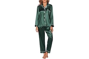 GAESHOW Ladies Pyjamas Set Womens Silk Satin Pajamas Set pJ Sets Long Sleeve Sleepwear Loungewear for All Seasons