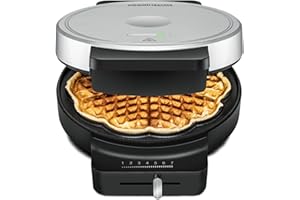 ROMMELSBACHER Waffel Automat WA 850, na 1 wafle w kształcie serca, 17,5 cm Ø, powłoka nieprzywierająca, lampka do pieczenia, płynna regulacja, 850 W, czarny/srebrny