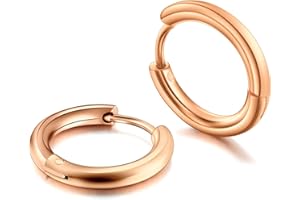 PiercingJ Unisex 18G 8-16mm Edelstahl Creolen Set Creolen Hinged Huggie Ohrring Ohrpiercing Silber/Gold/Schwarz