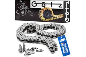 MOTORSPORTGOETZ Chaîne X-Ring renforcée de rechange pour/compatible avec Kymco Maxxer 250/300, KXR 250, MXU 250, Mongoose 250/300 - Kit complet avec deux serrures à chaîne (rivet et serrure à clip)
