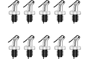 VinBee 10 beccucci per bottiglie di olio, versatore per bottiglie di vino, liquore, sciroppo, aceto in acciaio inox, beccuccio corto per olio, per cucina e bar