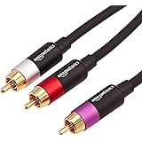 Amazon Basics - Cavo audio RCA da 1 maschio a 2 maschi, 2.4 m, Nero