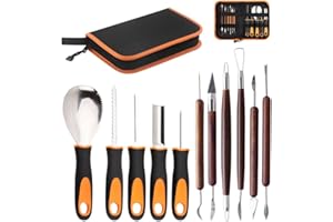 Occzin Halloween Kürbis Schnitzset, 11 Stück Edelstahl Kürbisschnitzwerkzeug mit Aufbewahrungstasche, DIY Dekoration Kürbis Schnitzwerkzeuge mit Tragetasche (11)