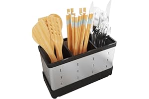 MARVOREM Scolaposate da lavello acciaio inossidabile per parete e bancone con ganci per appendere gli utensili e zona di drenaggio scola posate da cucina portaposate scolaposate scola posate