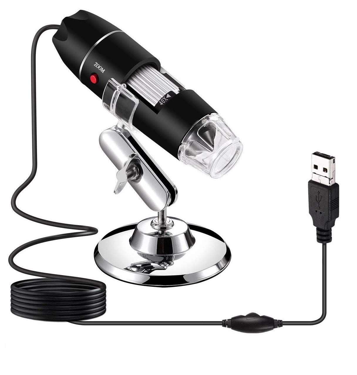 Microware Portable USB Digital Microscope 50x to1000x Magnification 8 LED Mini Camera Magnifier with Stand