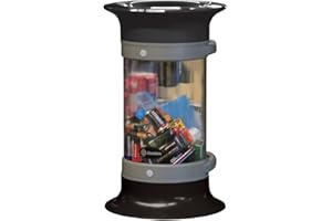 Glasdon C-Thru 5 L Battery Recycling Bin – Small Battery Recycling Container – Compact 5 Litre Transparent Battery Collection Tube (Black, Without Battery Graphic)
