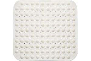 ACTIUSIS Mata prysznicowa, 48 x 48 cm, antypoślizgowa, kwadratowa, antypoślizgowa, do zawieszenia i otworów odpływowych, biała