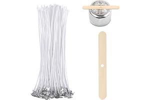 ALLAVA 50 Stück Kerzendochte für Kerzen, 20cm Kerzendochte mit Dochthalter aus Holz, Natürliche Bio Baumwolle, Vorgewachst mit Soja Wachs, Kerzen Docht für Die Kerzenherstellung Candle DIY