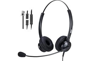 MKJ Cuffie telefoniche RJ9 Call Center Ufficio Telefono fisso da scrivania Cuffie con microfono con cancellazione del rumore per Avaya Polycom Aastra Mitel Gigaset Alcatel Fanvil