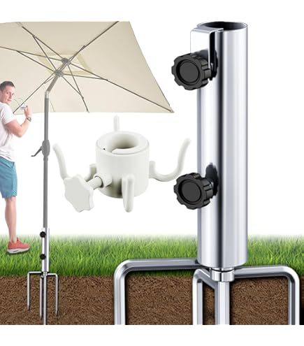 LEcylankEr Parasolstandaard met 4 afneembare palen, verstelbaar, parasolvoet van robuust metaal, bevestiging voor parasol, voor strand, weide/zand